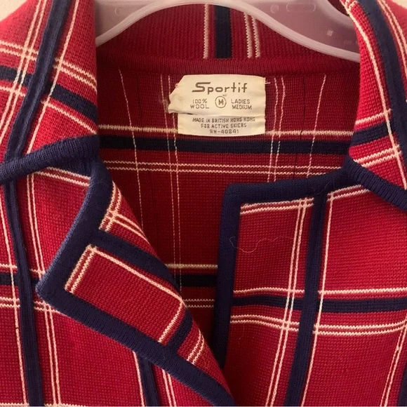 Vintage Sportif Plaid Check Collared Military Blazer Jacket - Picture 13 of 13